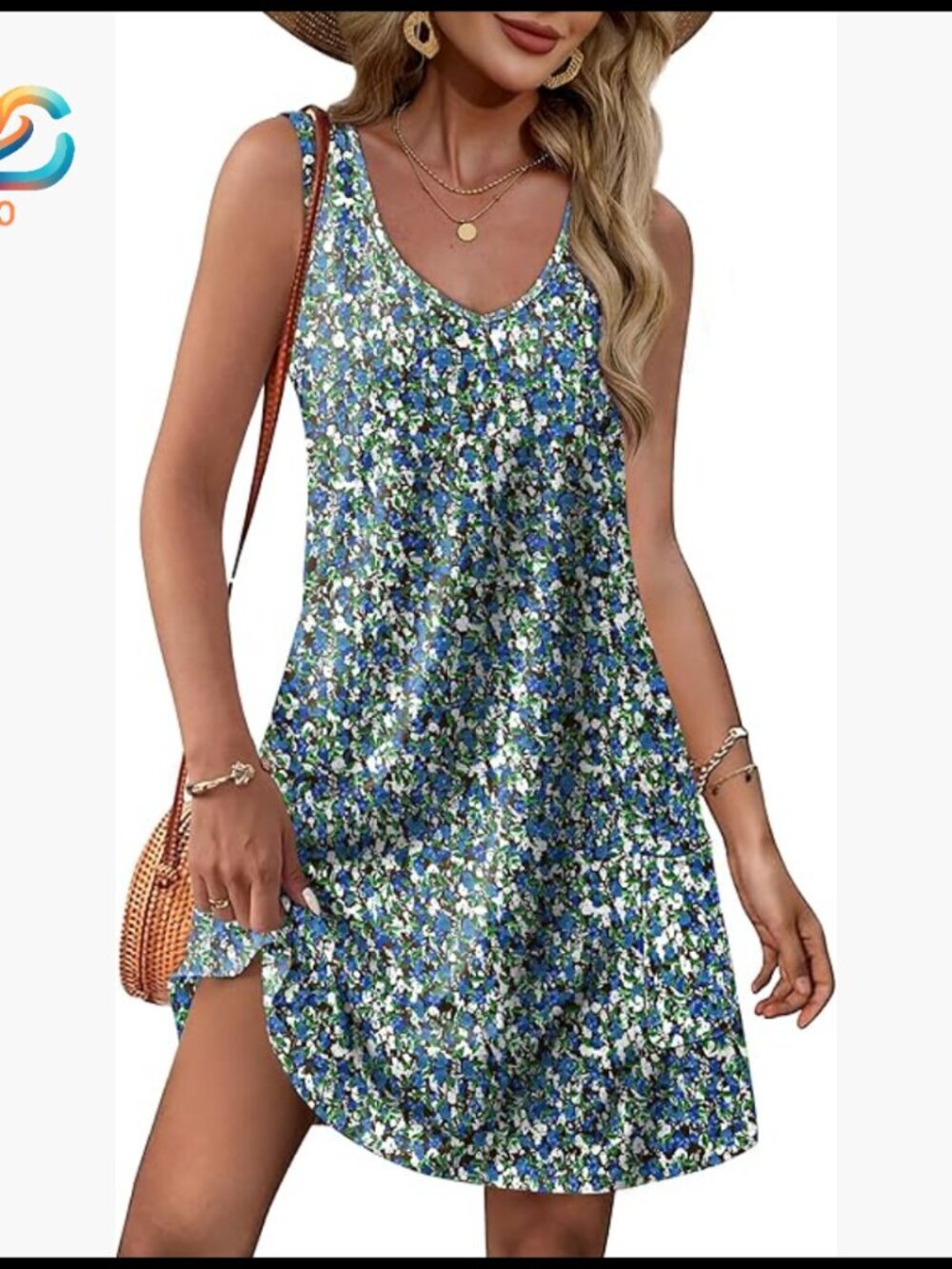 Loose V-Neck Sleeveless Sundress with Pockets, OEKO-TEX Certified